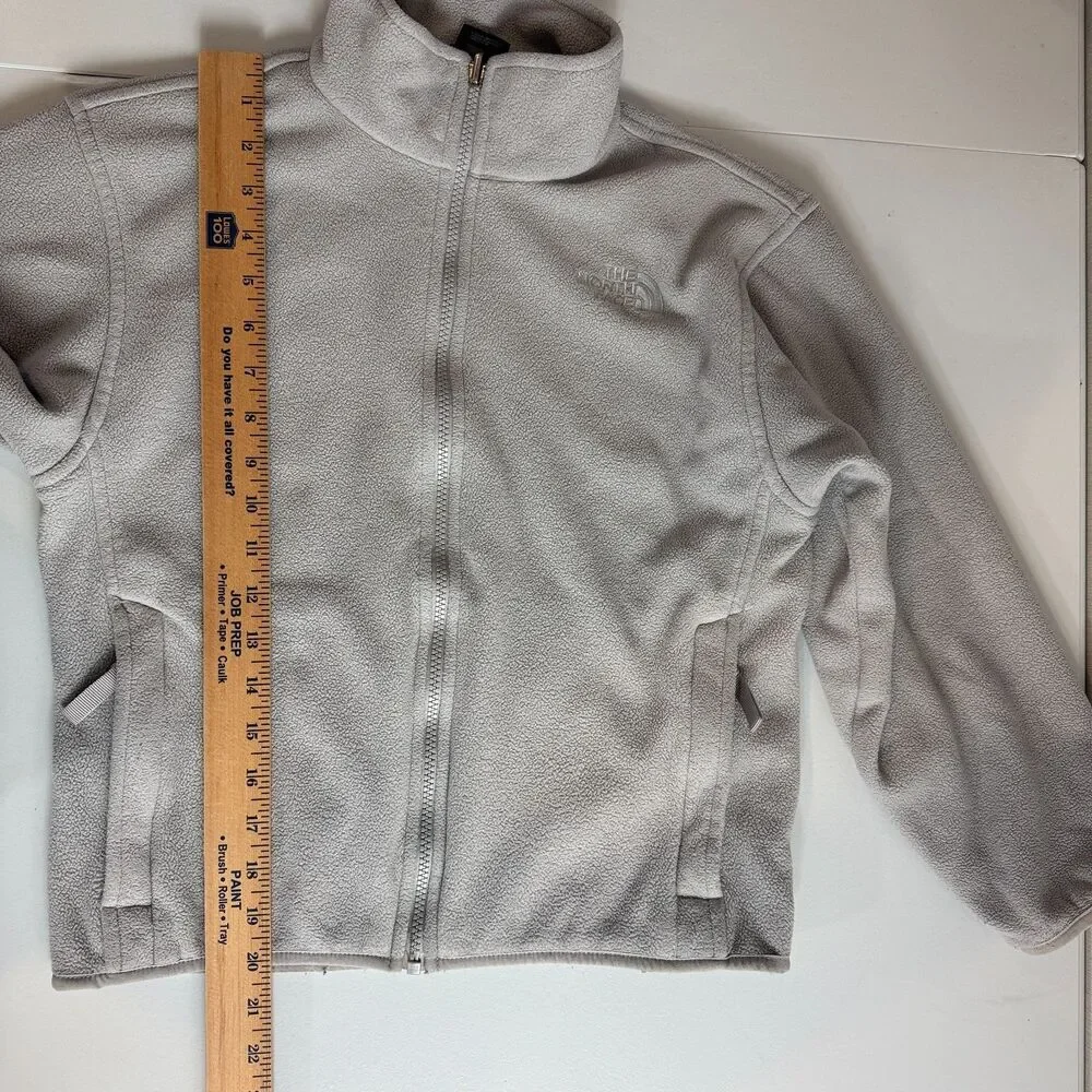 The North Face Girls Fleece Jacket Zip Up Light Gray Size M
